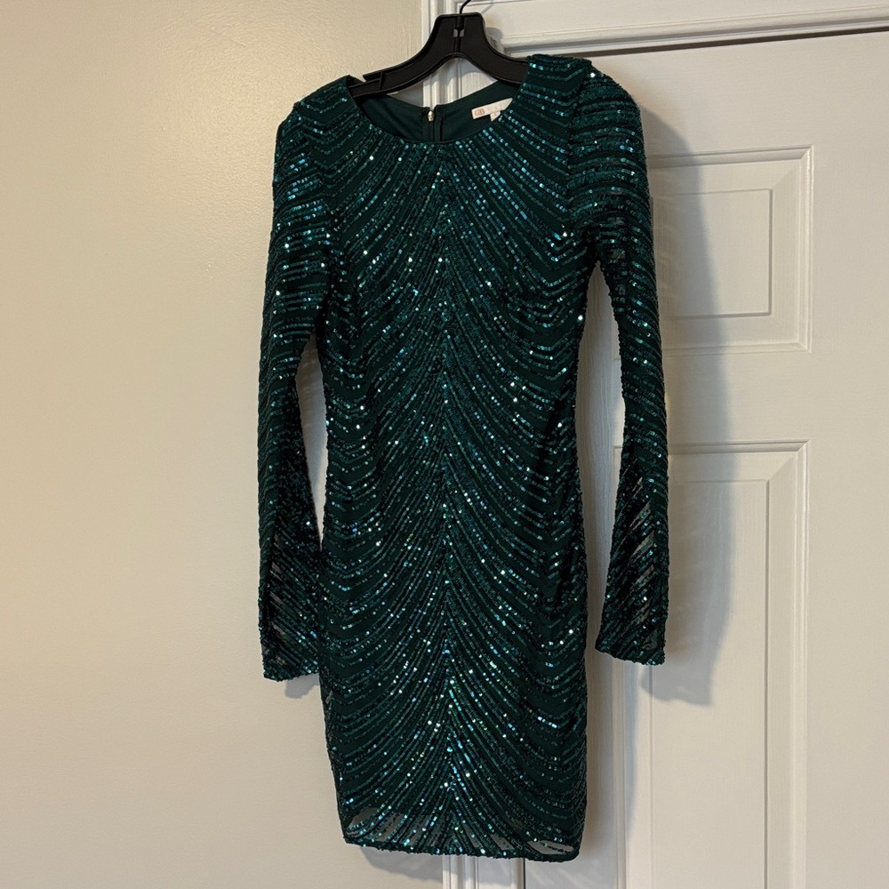 Elegant Dark Green Sequin Dress